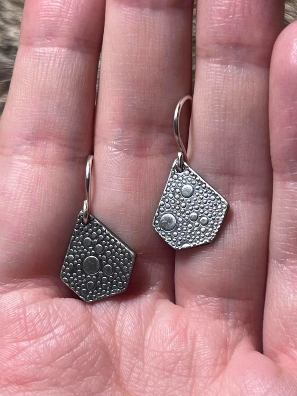 Vintage abstract sterling silver geometric earrings